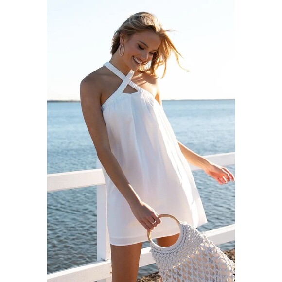 Petal & Pup Dresses & Skirts - Petal & Pup Lara Mini Cross Over Strap In Ivory Size M NWT